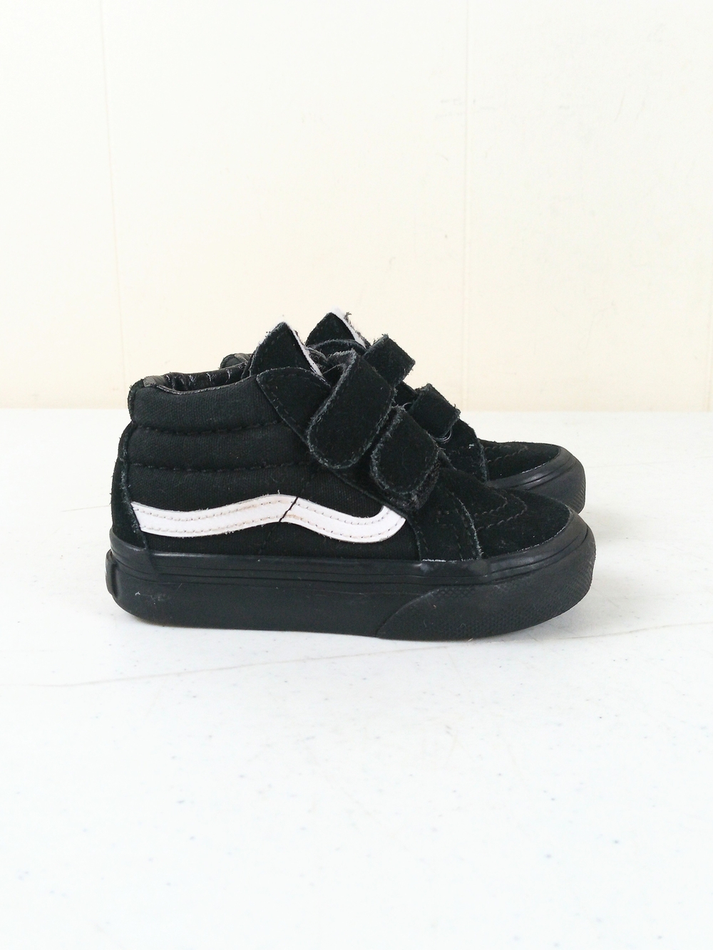 Vans Little Kids Sk8-Mid Sneakers Size 4.5 Black Suede Hook Loop Closure